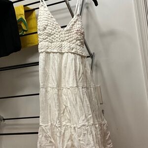 Aerie White Textured Maxi Dress